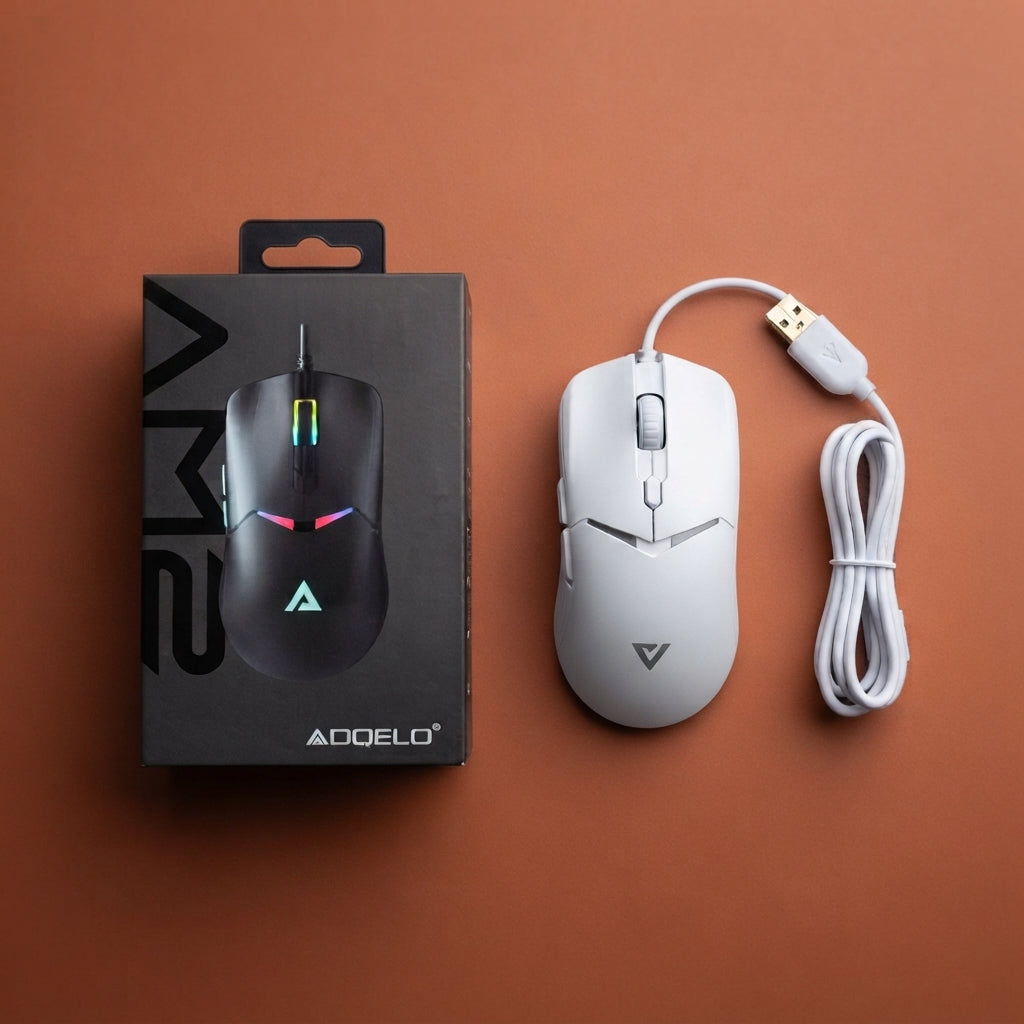 Original AQELO AM 2 Wired RGB Gaming Mouse Ergonomic Design Smooth Tracking Durable Build Bright RGB Lighting For Gamers